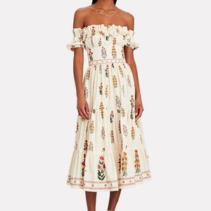Agua by Agua Bendita Cream Floral Midi Dress